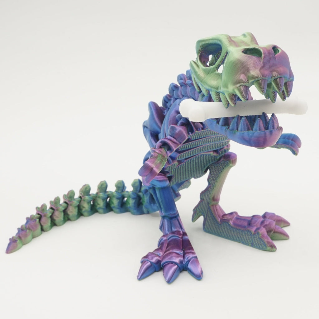3D-Printet T-Rex – 12 cm Høj med Sjovt Kødben