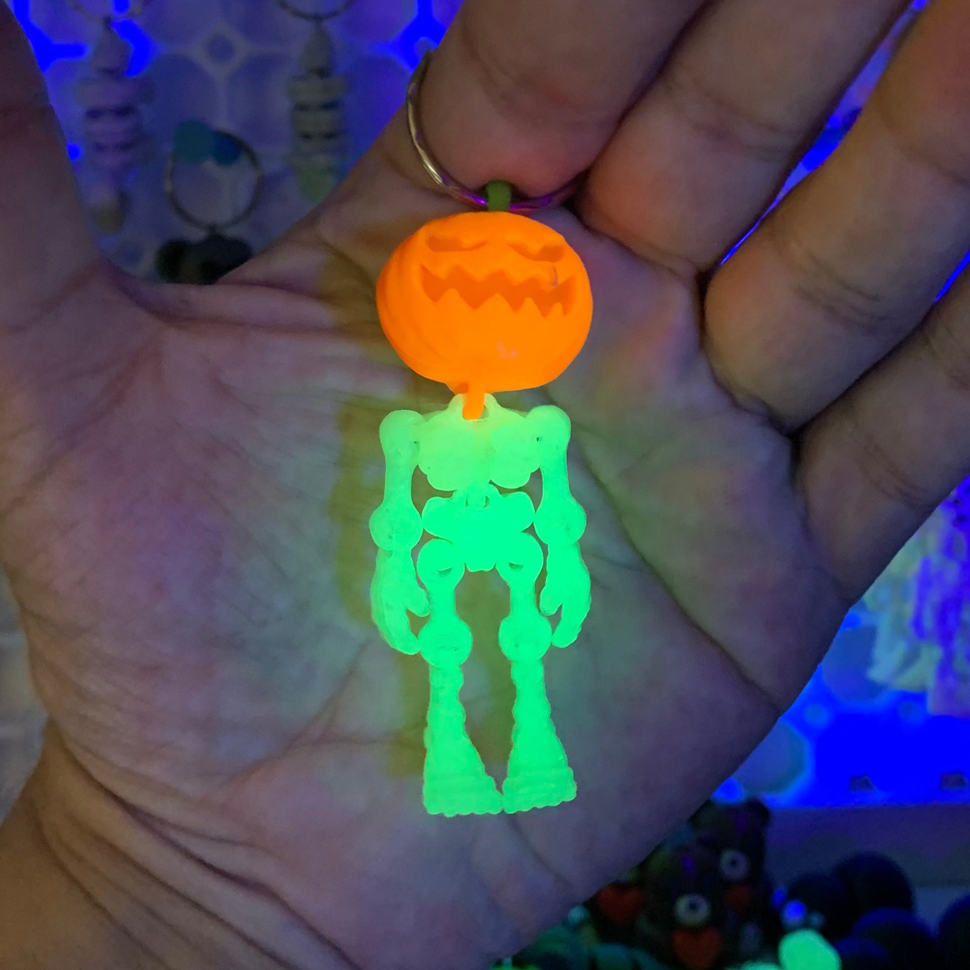 Græskar Skelet Nøglering (Selvlysende)